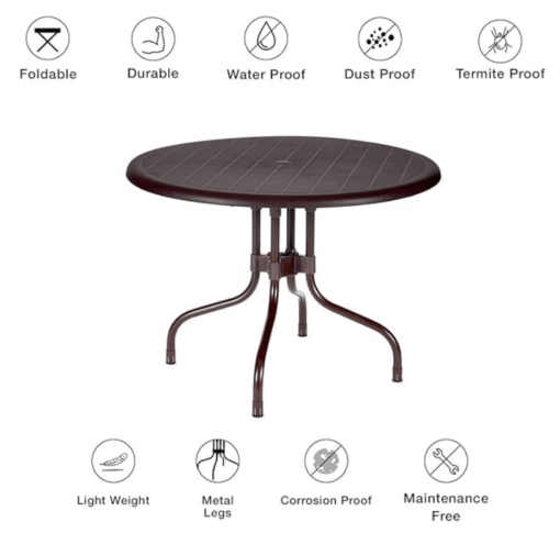 Supreme 4 Seater Chairs and Table (Plastic, Brown) (LuminaCherryGlobusBrown5) - Image 2